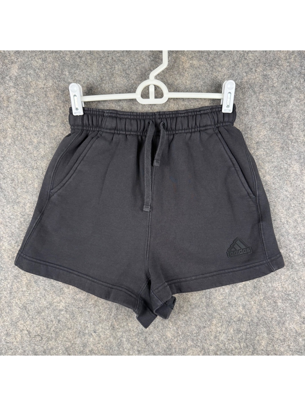 Adidas Sweatshirt Shorts Pockets Drawstring Elastic Waist Dark Gray XS 2.5” 396